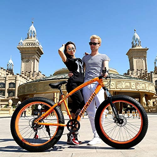 Bicicletas de montaña : ZWR - Bicicleta de montaña para hombre, 24 – 26 pulgadas, cuadro de acero de alta resistencia, doble freno de disco, color naranja, tamaño 24inches 27 speed
