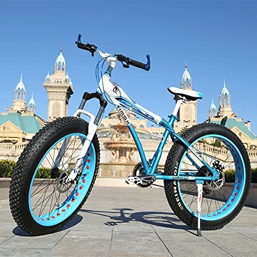 Bicicletas de montaña : ZYLEDW Bicicletas De Montaña para Adultos para Hombres Y Mujeres, Bicicleta De Montaña con Absorción De Impactos De 26"con Neumáticos Engrosados Marco De Acero con Alto Contenido De Carbono-Blue