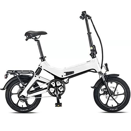 Bicicletas eléctrica : 0℃ Outdoor Bicicleta Eléctrica Plegable de 16 Pulgadas, Plegable Bicicletade Montaña Neumático Grueso Aleación de Aluminio Bicicletaelectrica Plegable, 50KM / H 100KM 36V 250W 8.7AH 24KG, Blanco