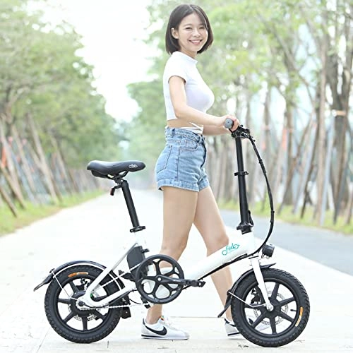 Bicicletas eléctrica : 0℃ Outdoor Bicicleta Eléctrica Plegable de 36V, Batería Extraíble para Adultos con Batería Extraíble, Bike Ligera y Plegable con Asistencia de Pedal, Bicicleta Eléctrica de 25KM / H, Blanco, 7.5A / 65km