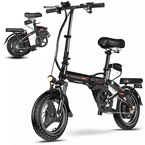 Bicicletas eléctrica : 0℃ Outdoor Bicicleta Eléctrica Plegable de 48V de 14 Pulgadas, Batería Extraíble para Adultos, Eléctrica para la Nieve en la Playa, Bicicletas Eléctricas de Montaña de la Ciudad, 10a / 60km