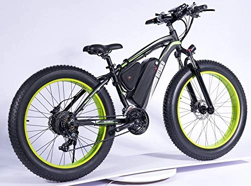 Bicicletas eléctrica : 1000W eléctrica Mountain Bike 26'' Fetter neumáticos eléctricos bicicleta 48 V 13 Ah Beach Cruiser Hombre Sport Mountain Bike horquilla Hidráulicos frenos de disco, 21 marchas, negro