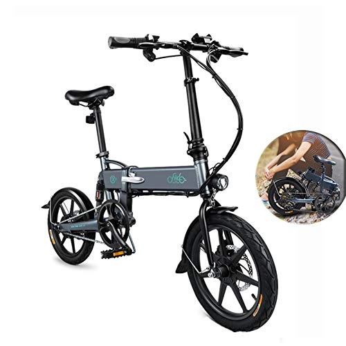 Bicicletas eléctrica : 16" Bicicleta Elctrica de Montaa, 250W Motor Bicicleta Plegable Con Batera de Litio Desmontable, Bici Electricas Adulto, Negro