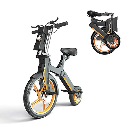 Bicicletas eléctrica : 18" Bicicleta Electrica, Plegable E-Bike, 350W Bici Electrica Urbana Ligera para Adulto, Velocidad Máxima 25 Km / H, 36V / 5.2AH