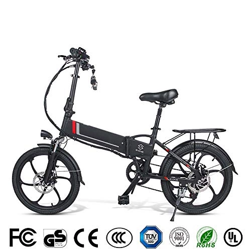 Bicicletas eléctrica : 20 Inch Bicicleta Elctrica Plegable Rueda 48V10.4AH Litio Porttil De La Batera / 350W / Aleacin De Aluminio Conjoined, Negro