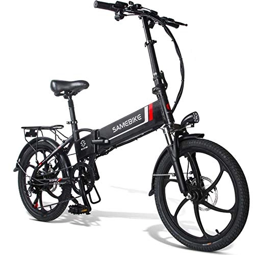 Bicicletas eléctrica : 20LVXD30 Bicicleta electrica, Bicicleta eléctrica Plegable para Adultos 10, 4 Ah 350 W 48 V 20 Pulgadas con Shimano 7 velocidades Portátil rápido para Hombres Mujeres (Negro)