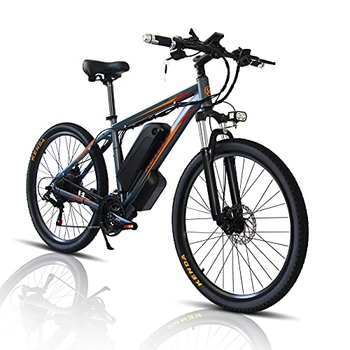 Bicicletas eléctrica : 26 / 29" Bicicleta Eléctrica E-Bike, Bicis de Montaña Electricas para Adulto de 48V con Batería Extraíble de 13Ah / 18Ah, Bicicleta de Ciudad para Hombres y Mujeres (Gris, 26zoll 18A)
