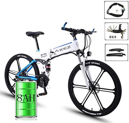 Bicicletas eléctrica : 26" bicicletas eléctricas for adultos, de aleación de magnesio E-Bikes Bicicletas Todo Terreno, E-bici plegable de montaña de la bicicleta de 36V 350W 8Ah extraíble de iones de litio de la montaña for