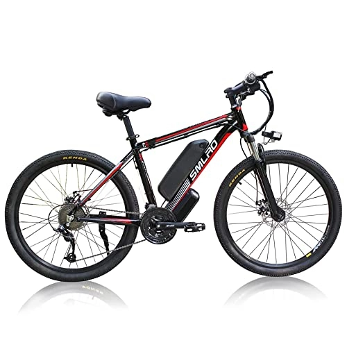 Bicicletas eléctrica : 26" Bicicletas eléctricas para Adultos, con Shimano de 21 velocidades extraíble de 10 Ah Litio batería, Bicicletas eléctricas Urbana (Black Red)