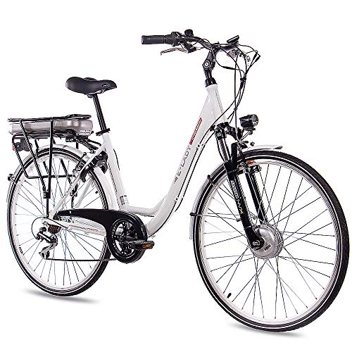 Bicicletas eléctrica : 28pulgadas City Cilindro de aluminio bicicleta E-Bike Pedelec CHRISSON S de Lady con 7g Shimano Blanco 50cm de 71, 1cm (28pulgadas)
