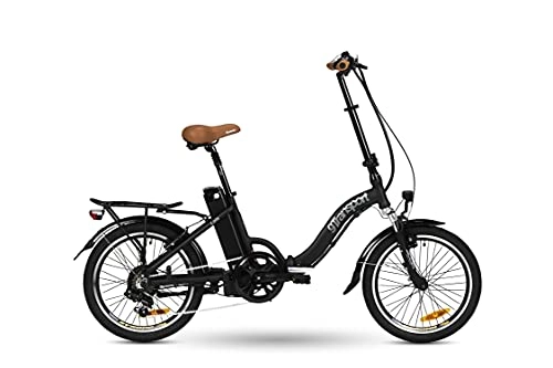 Bicicletas eléctrica : 9TRANSPORT E-Bike, Bicicleta Eléctrica Lola Plegable, 250W Motor, 25 km / h Batería 36V 10Ah, Color Negro / Marrón