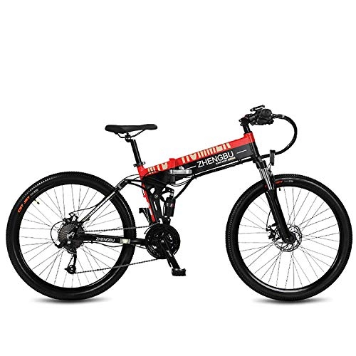 Bicicletas eléctrica : AA-folding electric bicycle ZDDOZXC 26"Plegable Ebike, Bicicleta de montaña de 27 velocidades, 240W 48V 10Ah, Marco y llanta de aleacin de Aluminio, suspensin Total