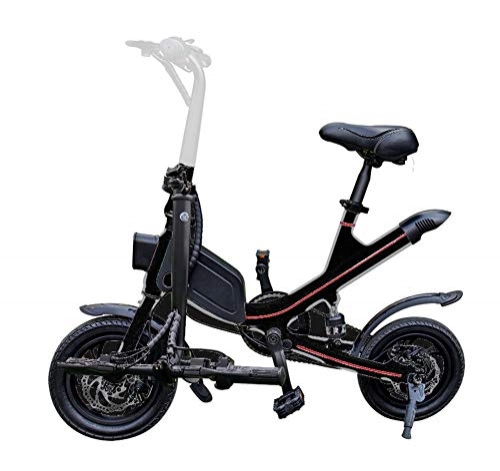 Bicicletas eléctrica : ABYYLH Bicicleta Electrica Paseo Plegable Ion Litio Doble Freno Disco E-Bike, Black