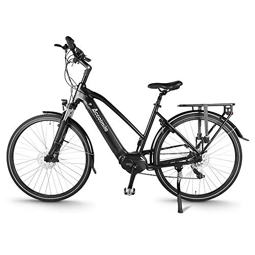 Bicicletas eléctrica : Accolmile City Bicicleta Eléctrica de Trekking Urbano 28", BAFANG 36V 250W M200 Torque Mid Motor, Ebike para Hombres y Mujeres, Batería de Litio de 14, 5 Ah 522 WH, Shimano 7 Velocidades