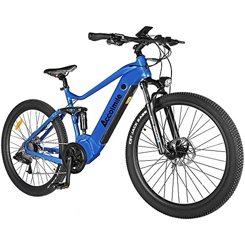 Bicicletas eléctrica : Accolmile Cola Bear 27, 5" Bicicleta Eléctrica, Batería Integrada Litio 48V 13Ah 624Wh, Suspensión Completa Unisex para Adultos, Bicicleta de Montaña de 9 Velocidades