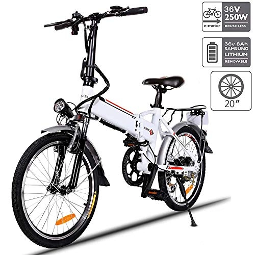 Bicicletas eléctrica : Aceshin Bicicleta eléctrica plegable de 20 pulgadas con batería de iones de litio extraíble de 36 V y 8 Ah con motor de 250 W y cargador de batería