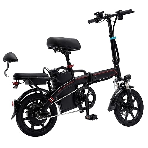 Bicicletas eléctrica : Acesunny Bicicleta eléctrica plegable de 14 pulgadas, bicicleta eléctrica plegable, 25 km / h, bicicleta eléctrica, plegable, para ciudad, color negro