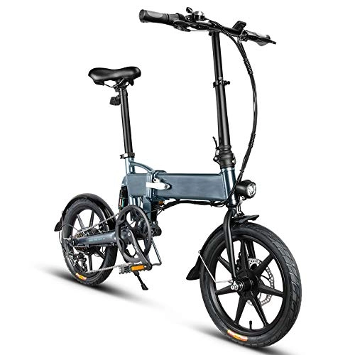 Bicicletas eléctrica : Acreny Bicicleta eléctrica plegable de aleación de aluminio, 16 pulgadas, portátil, 250 W, 25 km / h, 3 modos