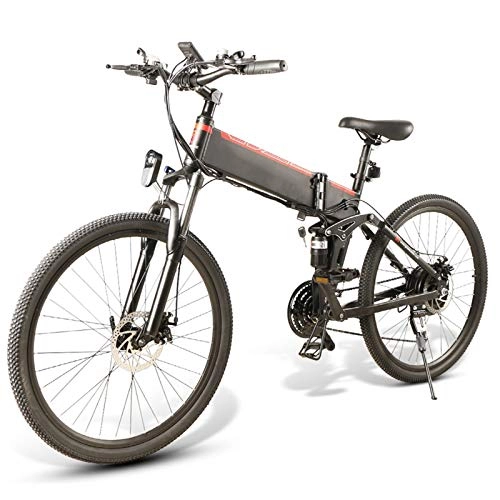 Bicicletas eléctrica : Acreny - Bicicleta plegable de 26 pulgadas con pantalla LCD de 500 W, 48 V, 10, 4 Ah, 30 km / h, batería extraíble