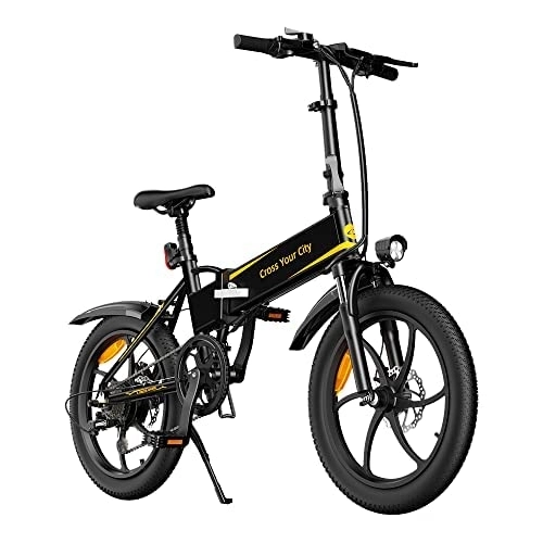 Bicicletas eléctrica : Ado A20 Bicicleta eléctrica 20 Pulgadas Bicicleta electrica Plegable Frenos de Disco Electric Bike Potente Motor sin escobillas de 250 W de Bici electrica, Alcance 35-90KM, Black