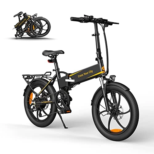 Bicicletas eléctrica : ADO A20XE - Bicicleta eléctrica (20 pulgadas, motor de 250 W, batería de 36 V / 10, 4 Ah, 25 km / h, con marco trasero montado (cumple con las normas europeas de tráfico)