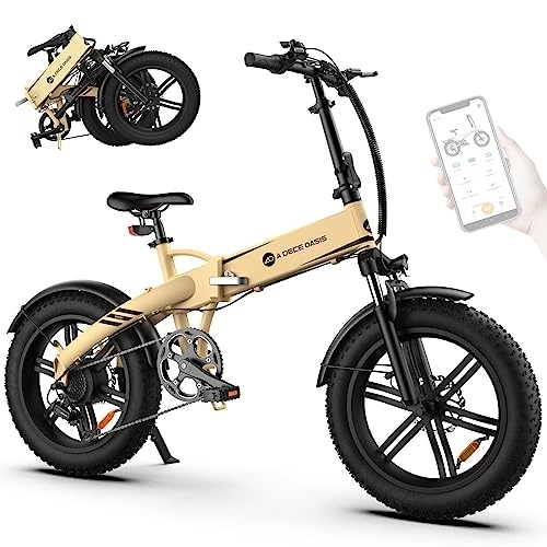 Bicicletas eléctrica : ADO Bicicleta eléctrica plegable de montaña para hombres y mujeres, 20 pulgadas x 4, 0 Fat Tire E-Bike con sensor de torque, batería de 14, 5 Ah, 7 velocidades, IPX7 IPS pantalla a color, control de