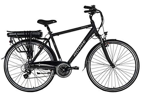 Bicicletas eléctrica : Adore Bicicleta eléctrica Marseille de E-Trekking para hombre, 28 pulgadas, pedelec, color negro, 24 velocidades, 250 W, ion de litio, 37 V / 13 Ah