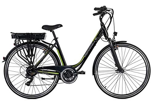 Bicicletas eléctrica : Adore Pedelec Versailles-Bicicleta eléctrica (28", 250 W, Ion de Litio, 36 V, 10, 4 Ah, 7 Marchas), Color Negro y Verde, Mujer, 48 cm