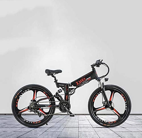 Bicicletas eléctrica : Adulto Bicicleta elctrica de montaña, batera de Litio de 48V, aleacin de Aluminio Plegable Multi-Link de suspensin, con el GPS y el Aceite del Freno de Disco, A