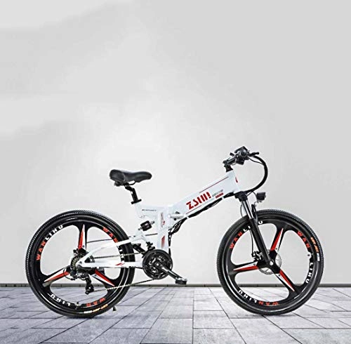 Bicicletas eléctrica : Adulto Plegable Bicicleta eléctrica de montaña, batería de Litio de 48V, aleación de Aluminio Multi-Link de suspensión, 26 Pulgadas de aleación de magnesio Ruedas, A