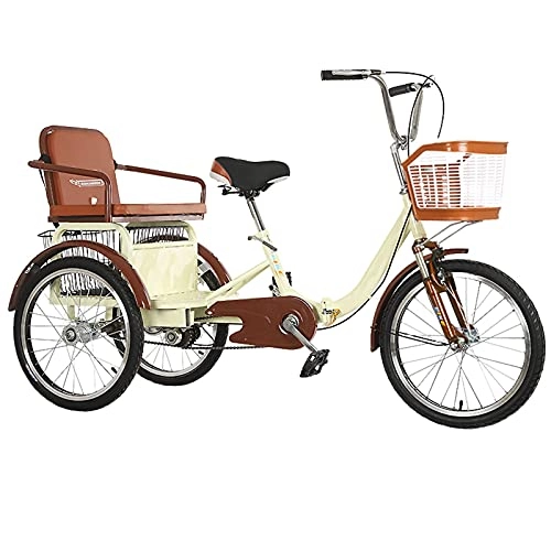 Bicicletas eléctrica : Adulto Triciclos De Velocidad Variable, Trikes 3 Bicicletas Ruedas, Bici 3 Ruedas Cruise Trike con Carrito, Asiento Cómodo For Personas Mayores, Mujeres, Hombres (Color : Beige)