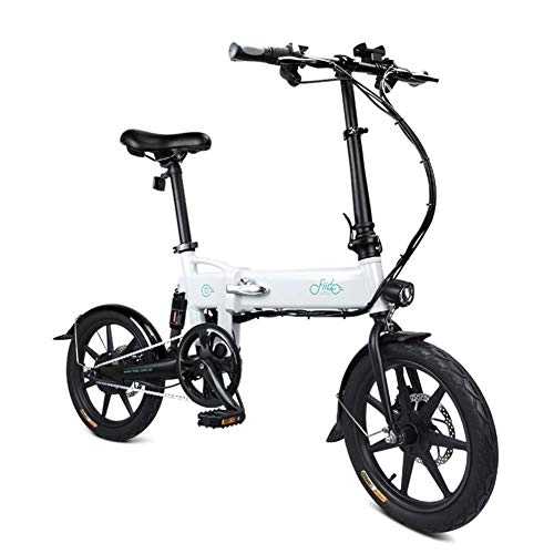 Bicicletas eléctrica : Aemiy 1 Unidad Elctrico Bicicleta Plegable Plegable Bicicleta Altura Ajustable Porttil para Ciclismo - Blanco