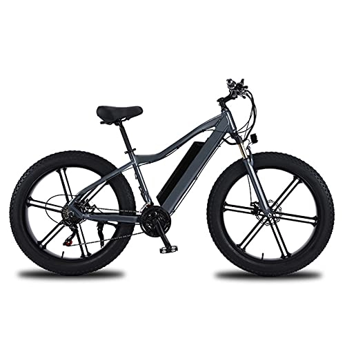 Bicicletas eléctrica : AHIN Bicicletas Electricas De 26'', E-Bike, Cuadro De Aleación De Aluminio, con Panel De Instrumentos Inteligente / Luces LED / Luces Traseras Recargables, Velocidad 35 Km / H, Gris