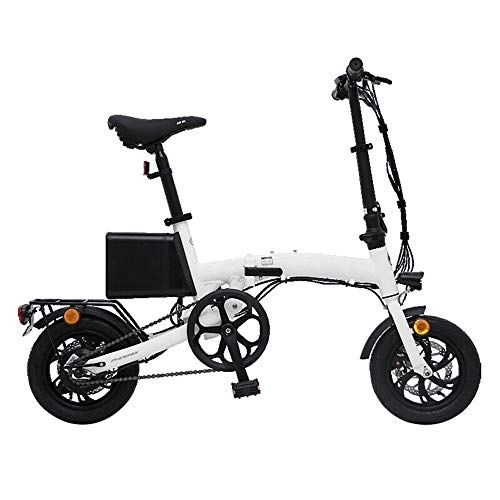 Bicicletas eléctrica : AI CHEN Coche elctrico Pequea Mini batera de Litio Coche elctrico Plegable Blanco 7.8A Duracin de la batera 20~30KM