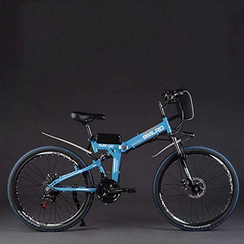 Bicicletas eléctrica : AISHFP 26 Pulgadas de Bicicletas de montaña para Adultos eléctrico, batería de Litio de la Ciudad de Bicicleta eléctrica, Acero de Alto Carbono Plegable Todo Terreno de suspensión E-Bikes, A, 20AH
