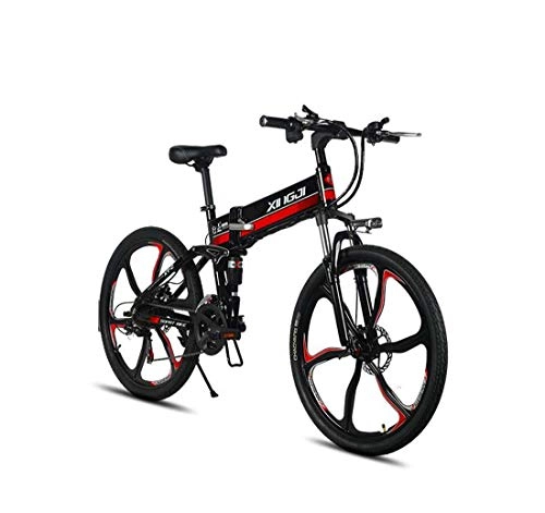 Bicicletas eléctrica : AISHFP 26 Pulgadas de Bicicletas de montaña para Adultos eléctrico, magnesio aleación de Aluminio Plegable Bicicleta eléctrica, batería de Litio de 48V / LCD / 21 Velocidad, B, 60KM