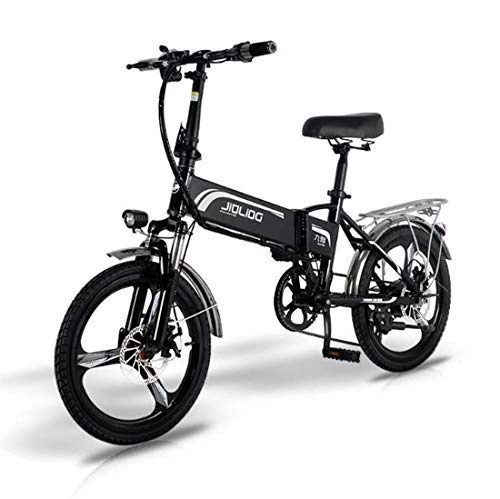 Bicicletas eléctrica : AISHFP Bicicleta elctrica de montaña para Adultos, batera de Litio 350W 48V, Bicicleta elctrica Plegable de aleacin de Aluminio Ruedas de aleacin de magnesio de 20 Pulgadas, Negro, 55KM