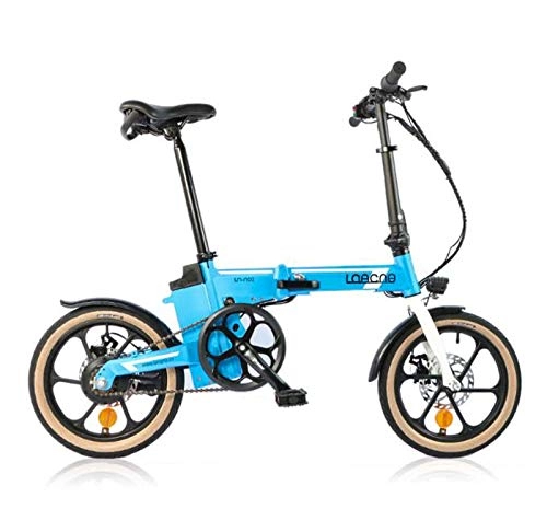 Bicicletas eléctrica : AISHFP Las Mujeres Adultas Inteligente Mini Bicicleta eléctrica, la batería de Litio de 36V, Estudiante de 16 Pulgadas City Bicicleta eléctrica, con LCD Medidor, Azul