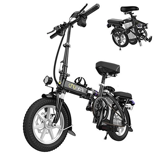 Bicicletas eléctrica : AKT 14 Pulgadas Plegable E-Bike Mini Bicicleta Eléctrica para Desplazamientos de la Ciudad 3 Modos de Conducción, Potencia 250 W, Kilometraje sobre 150-250KM
