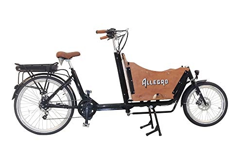 Bicicletas eléctrica : Allegro Bicicleta eléctrica de carga de 26 pulgadas, color negro / madera, hasta 150 kg