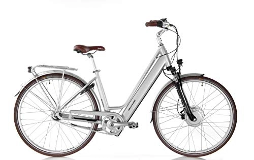 Bicicletas eléctrica : Allegro Invisible City Plus E-Bike - Bicicleta elctrica para mujer, 46 cm, 28 pulgadas, pedelec, color plateado