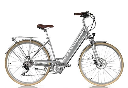 Bicicletas eléctrica : Allegro Invisible City Premium Bicicleta eléctrica, Mujer, Plata, 28 Pulgadas