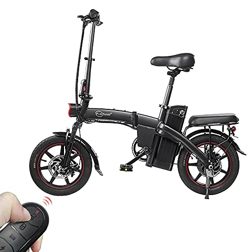 Bicicletas eléctrica : AmazeFan DYU A5 Bicicleta Eléctrica Plegable para Adultos de 14", 7.5AH 350W 25Km / h 48V Batería de Litio Extraíble con Aistema Antirrobo Frenos de Disco Doble Suspensión Hidráulica de Aire