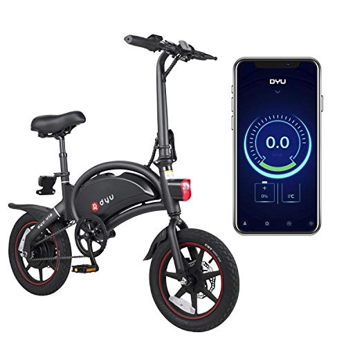 Bicicletas eléctrica : AmazeFan DYU Folding Electric Bike, Smart Mountain Bike for Adults, 240W Aluminum Alloy Bicycle Removable 36V / 10Ah Lithium-Ion Battery with Smartphone & LCD Screen(DYU D3 Plus)