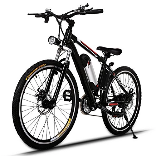 Bicicletas eléctrica : AMDirect Bicicleta eléctrica de 26 pulgadas, bicicleta montañera con batería de litio extraíble (250 W, 36 V) y cargador inteligente, Schwarz2