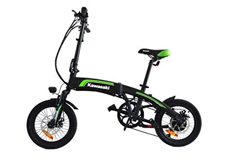 Bicicletas eléctrica : Amercook Bicicleta Eléctrica Plegable Kawasaki 16