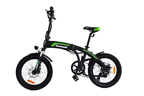 Bicicletas eléctrica : Amercook Bicicleta Eléctrica Plegable Kawasaki 20 Fat
