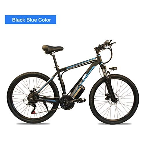 Bicicletas eléctrica : AMGJ 26" Bicicleta Eléctrica de Montaña, con Faro de LED Extraíble 36V / 48V 8AH batería de Litio Motor de 350 W / 500W un Máximo de 30 km / h Frenos de Disco, Azul, 36V10AH 350W