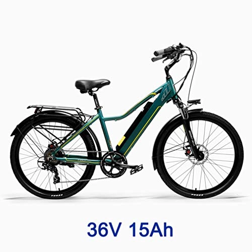 Bicicletas eléctrica : AMGJ Bicicleta Elctrica Adultos, Marco de Aleacin de Aluminio, 300W Motor Batera 36V 10.4 / 15Ah 25 km / h LCD Pantalla con Amortiguador Asiento Ajustable, Azul, 36V 15Ah