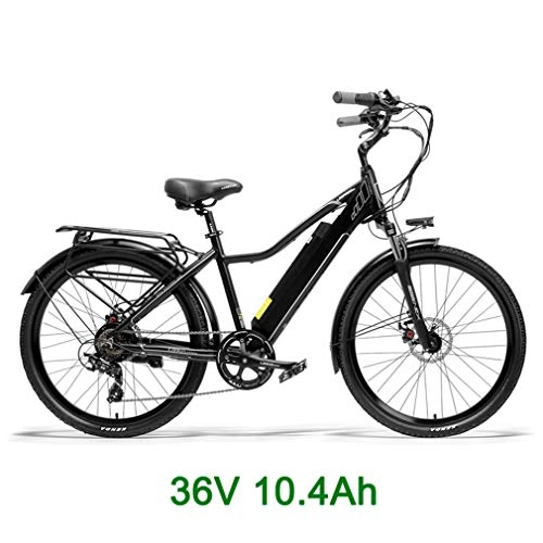 Bicicletas eléctrica : AMGJ Bicicleta Elctrica Adultos, Marco de Aleacin de Aluminio, 300W Motor Batera 36V 10.4 / 15Ah 25 km / h LCD Pantalla con Amortiguador Asiento Ajustable, Negro, 36V 10.4Ah
